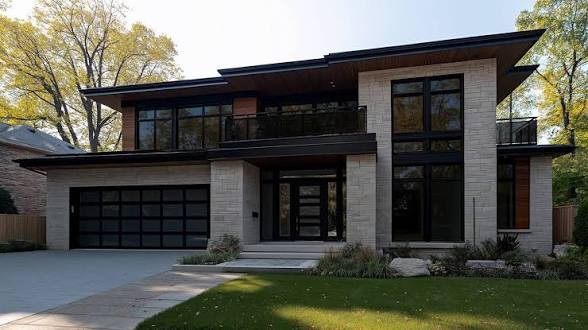 Modern home with tinted windows